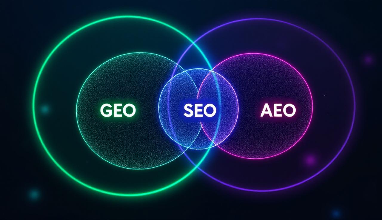 GEO vs SEO vs AEO comparison diagram